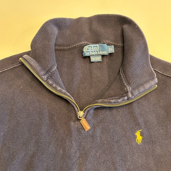 Vintage Polo Ralph Lauren 1/4 zip knit pullover Navy XL - Picture 2 of 6